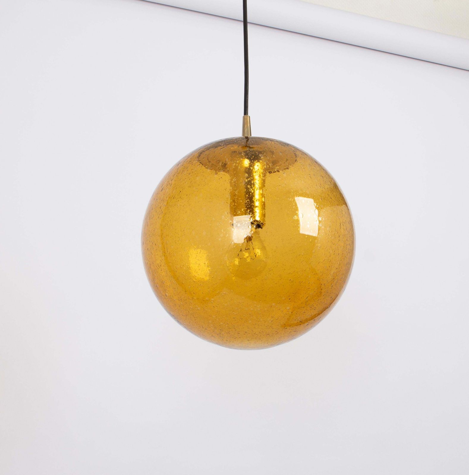1 Of 7 Large Glass Pendant Light By Peill & Putzler, Germany, 1970s photo for sale