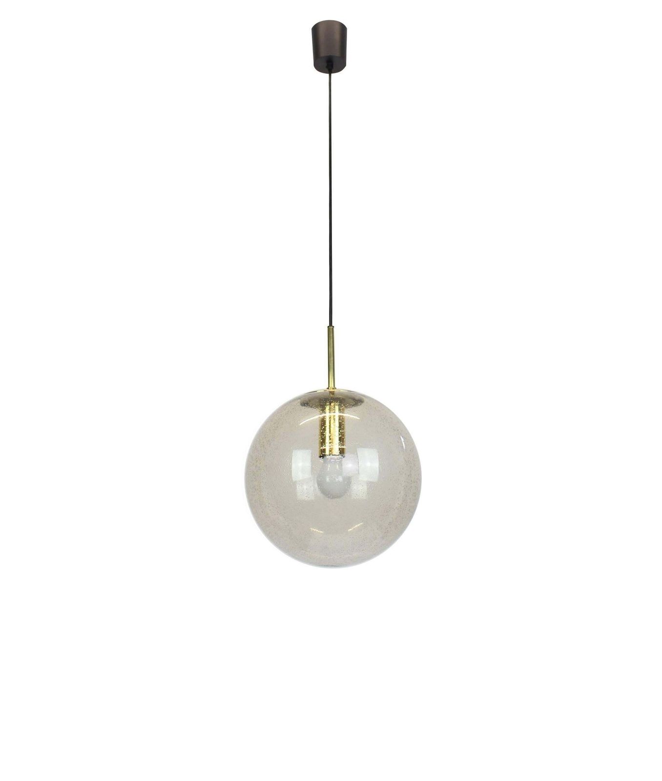 Limburg Brass With Smoked Glass Ball Pendant, Germany, 1970s photo Lighting