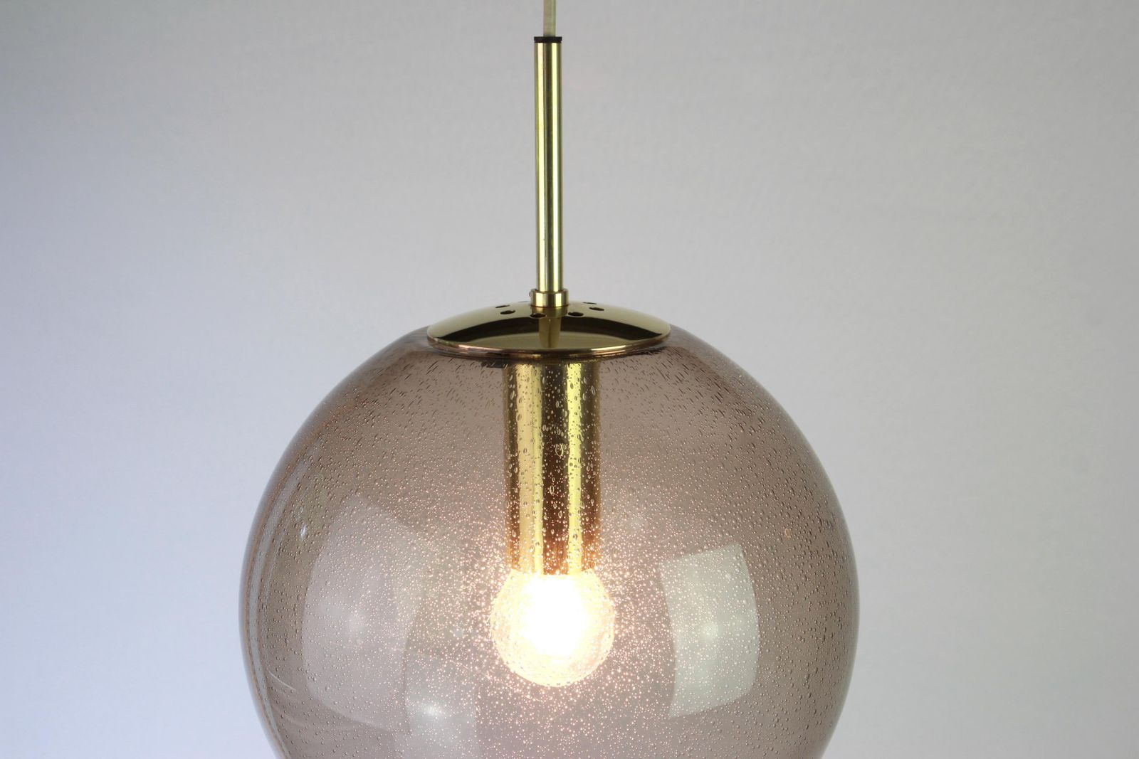 Limburg Brass With Smoked Glass Ball Pendant, Germany, 1970s photo buy