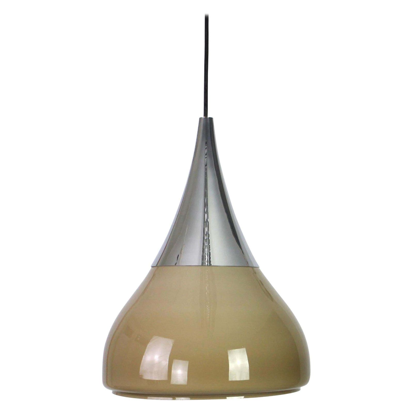 Large Braun Opaline Glass Pendant By Limburg, Germany, 1970s