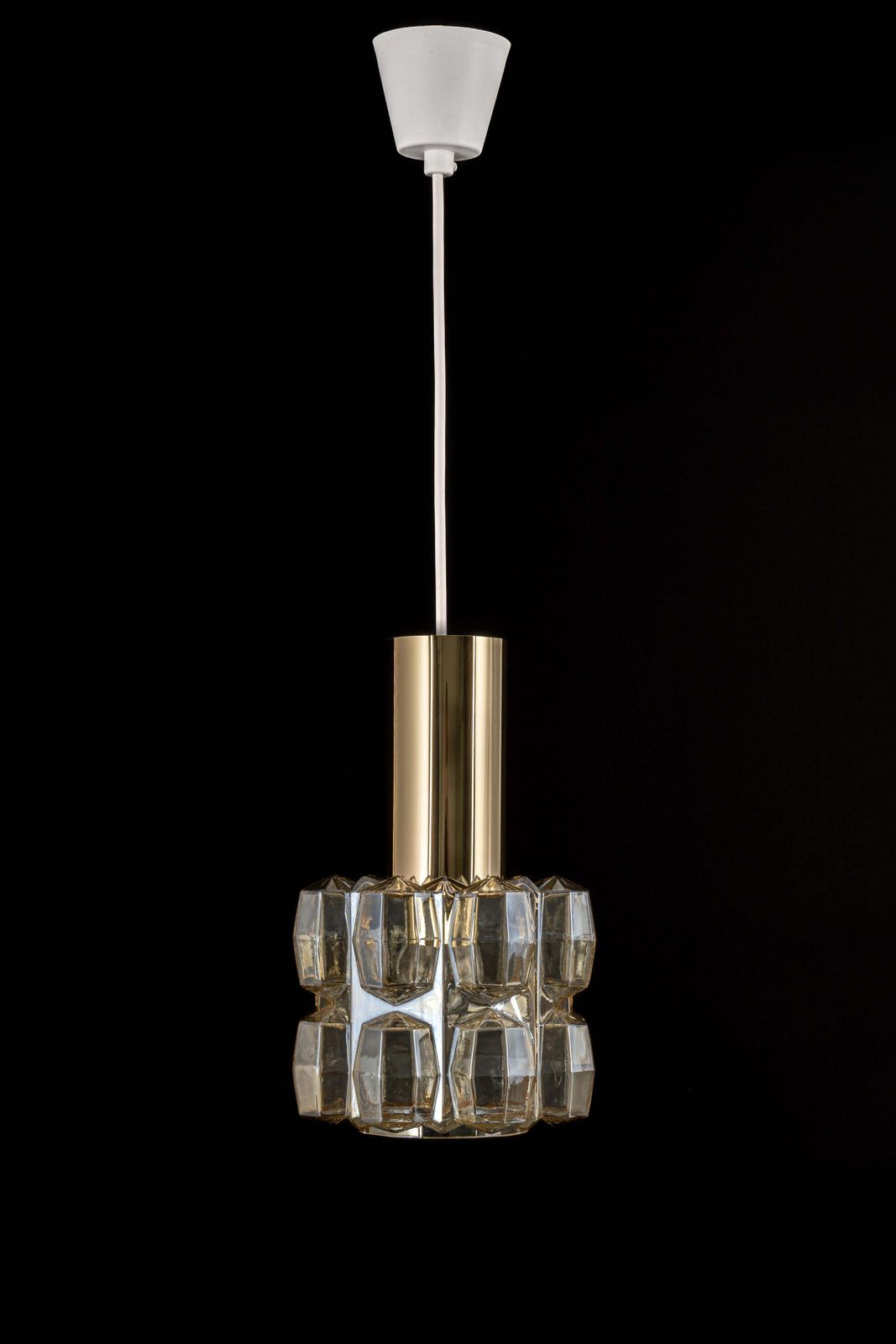 Lighting 1 Of 2 Petite Amber Glass Pendant By Limburg, Germany, 1970s photo