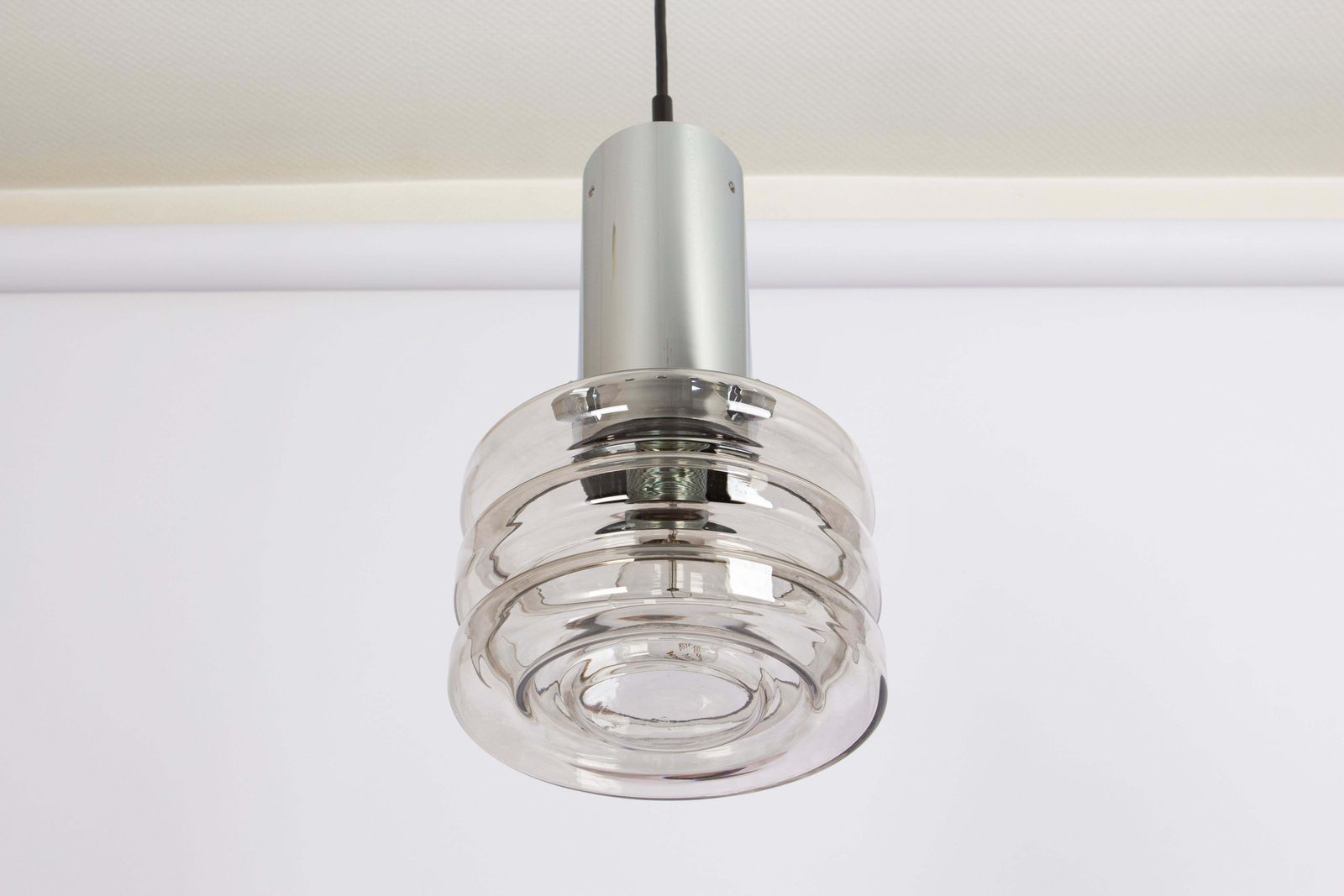 1 Of 4 Stunning Petite Glass Chrome Pendants By Limburg, Germany, 1970s photo buy