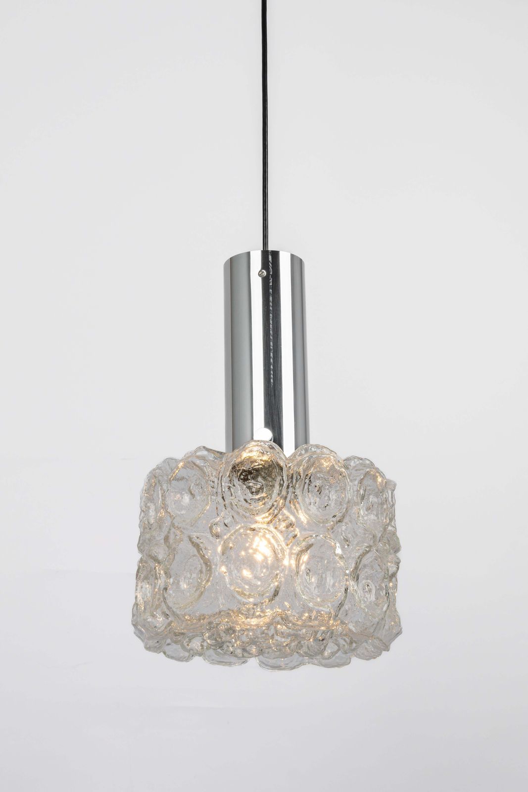 1 Of 3 Glass Chrome Pendants By Limburg, Germany, 1970s photo Lighting