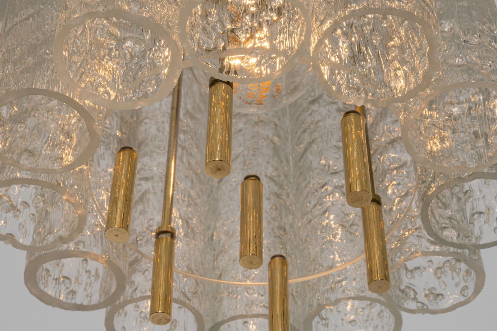 1 Of 3 Petite Murano Glass Tubes Pendant Light By Doria, Germany, 1960s photo vintage