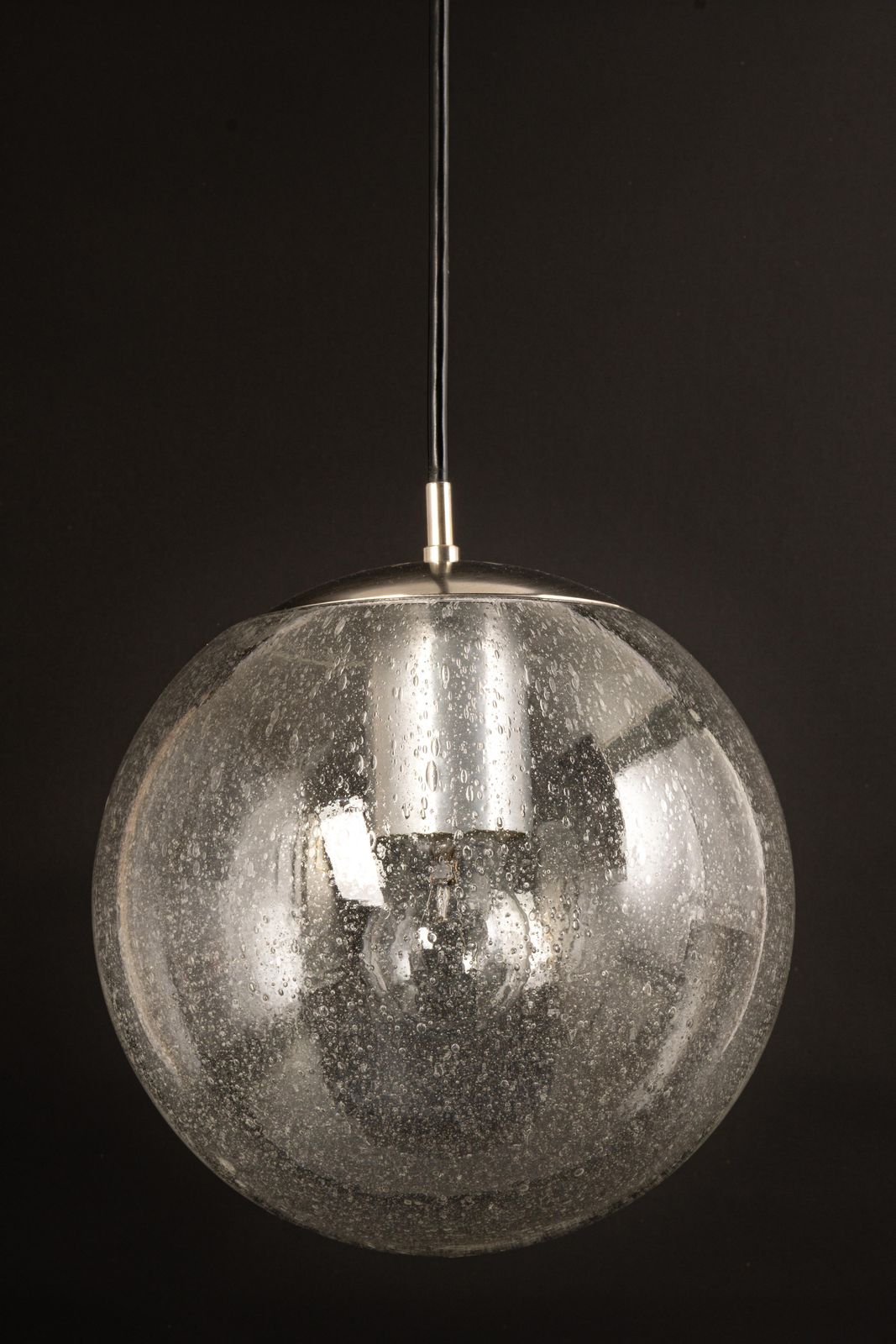 Petite Limburg Chrome With Clear Glass Ball Pendant, Germany, 1970s photo Lighting