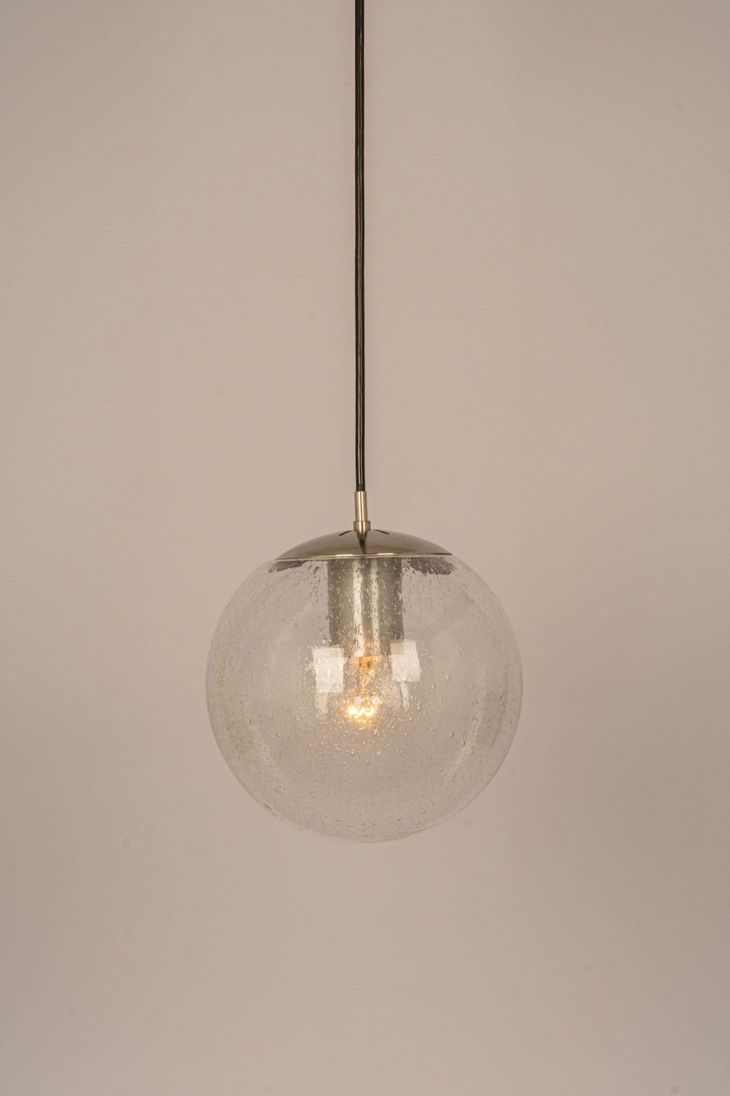 Petite Limburg Chrome With Clear Glass Ball Pendant, Germany, 1970s photo vintage