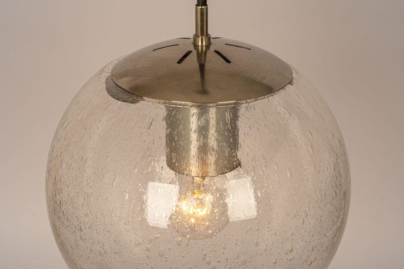 photo for sale Petite Limburg Chrome With Clear Glass Ball Pendant, Germany, 1970s