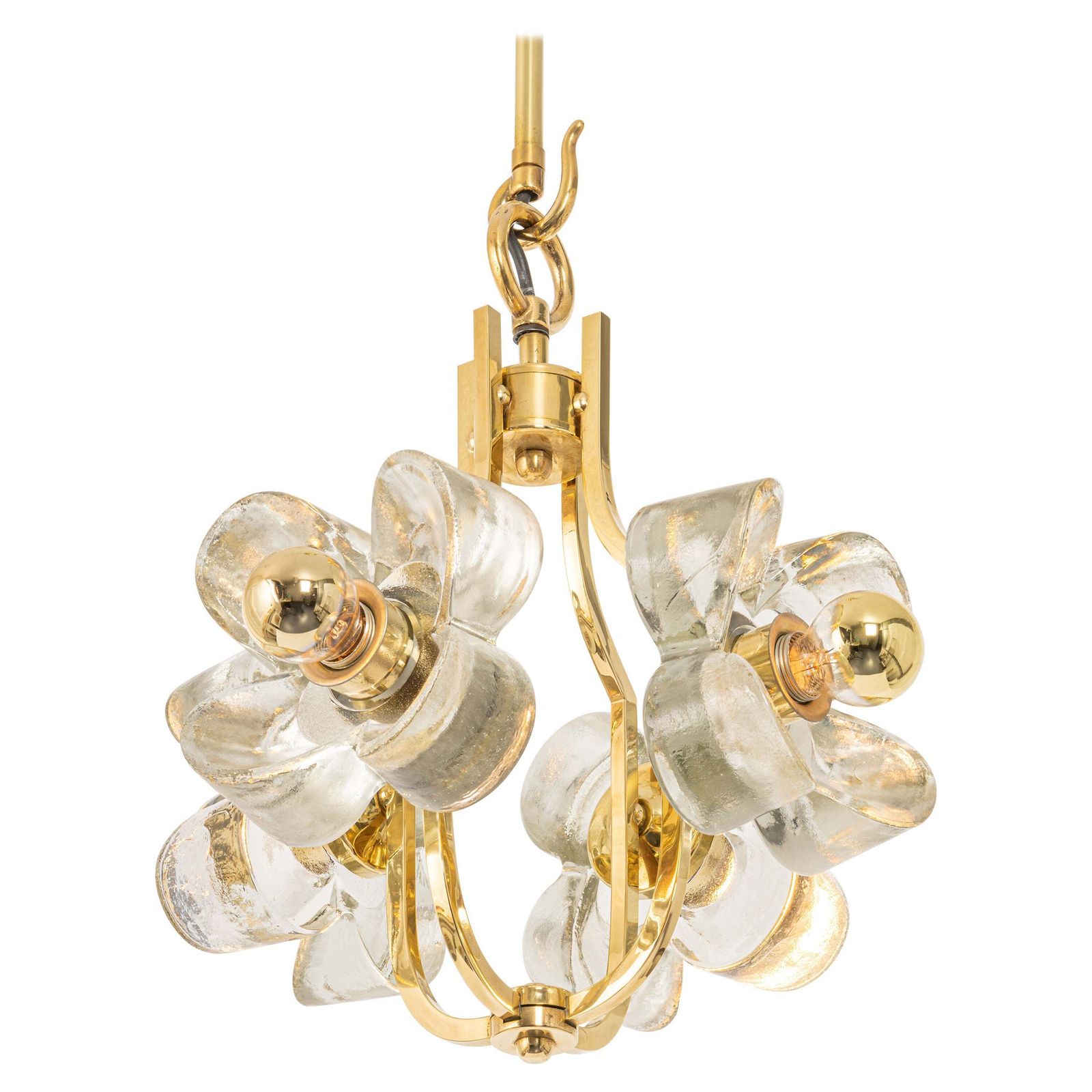 Petite Brass And Crystal Glass Pendant By Sische, Germany, 1970s