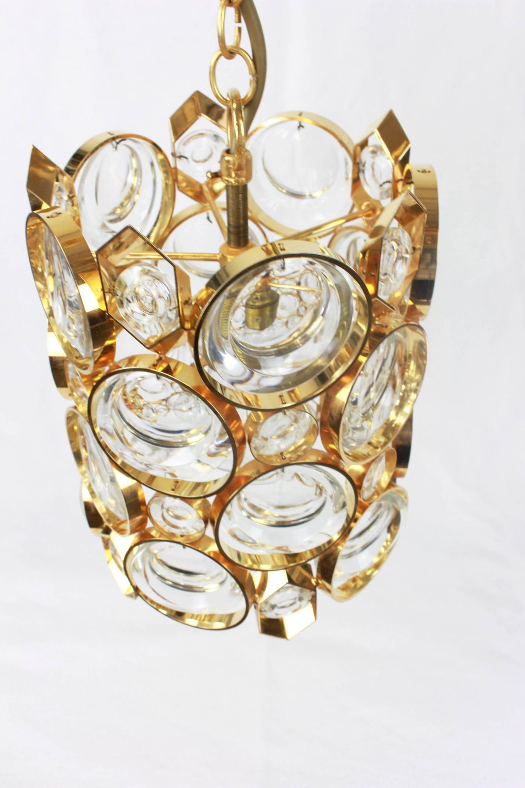 Petite Palwa Pendant, Gilt Brass And Crystal Glass, Germany, 1970s photo for sale
