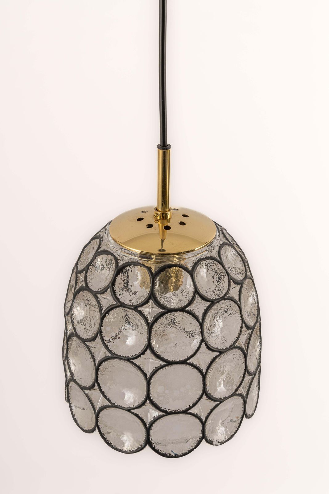 947.0 1 Of 4 Petite Iron And Clear Glass Pendant Lights By Limburg, Germany, 1960s photo