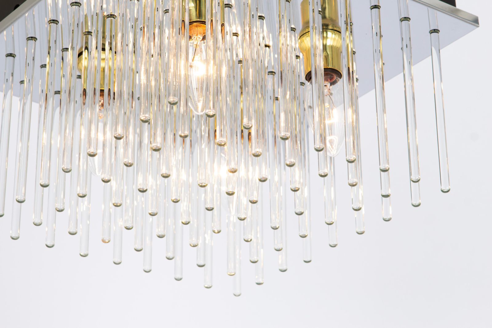 Stunning Petite Sciolari Glass Rods Flush Mount, Italy, 1960s photo 774.0