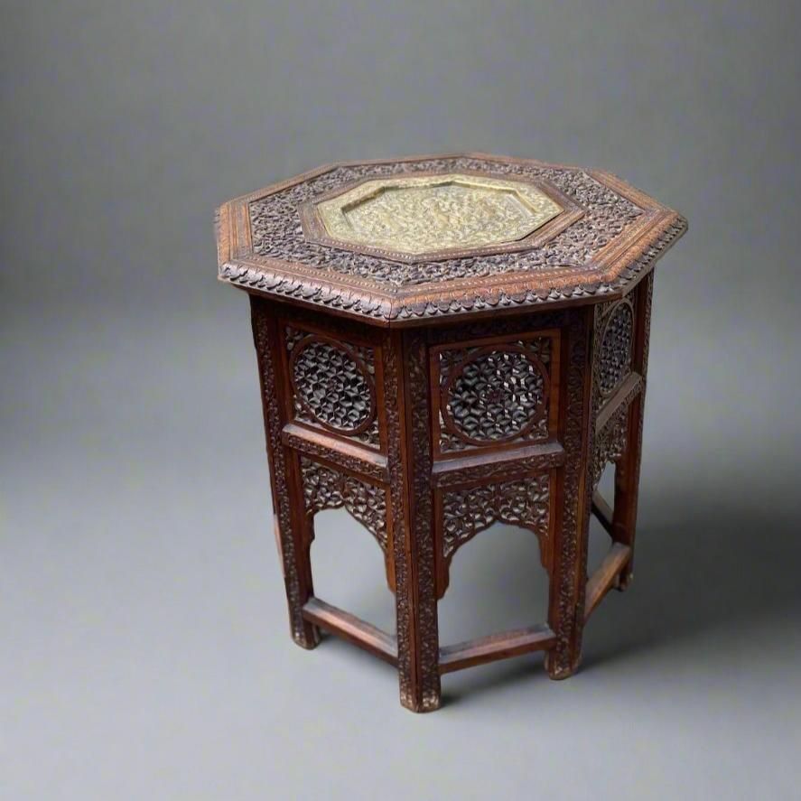 Antique Carved Indian Sandalwood Table Circa 1880