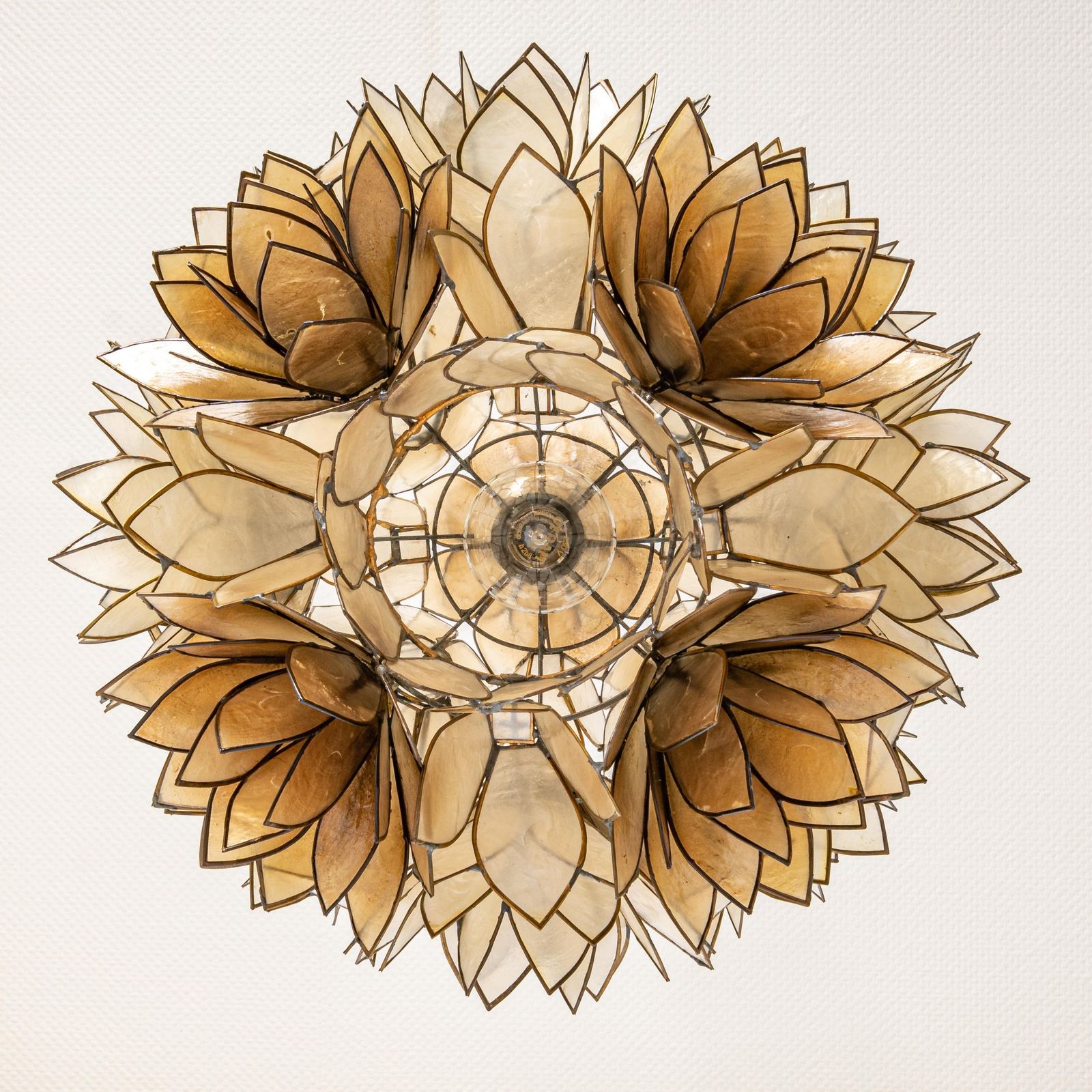 Capiz Shell Lotus Ball Chandelier Pendant Light Germany, 1960s photo vintage