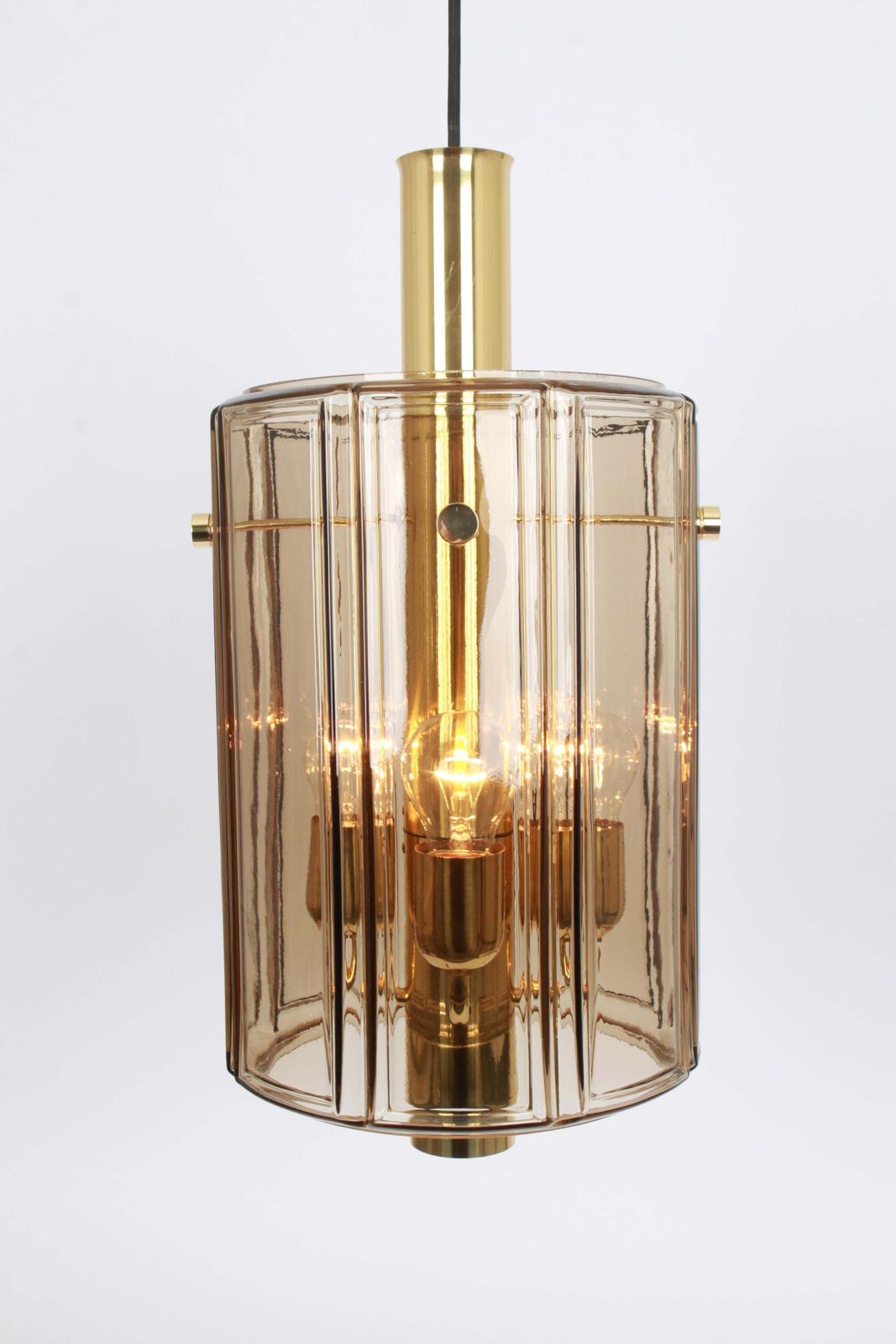 1 Of 3 Large Lantern Form Pendant Glass Shade By Limburg, Germany, 1960s photo furniture