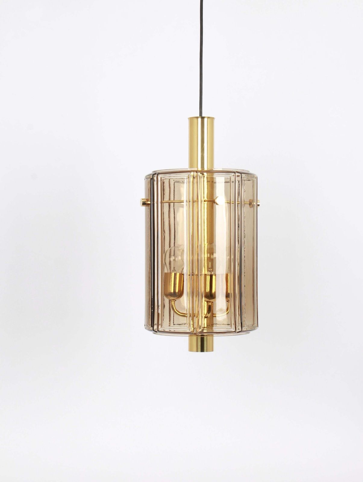 1 Of 3 Large Lantern Form Pendant Glass Shade By Limburg, Germany, 1960s photo Lighting