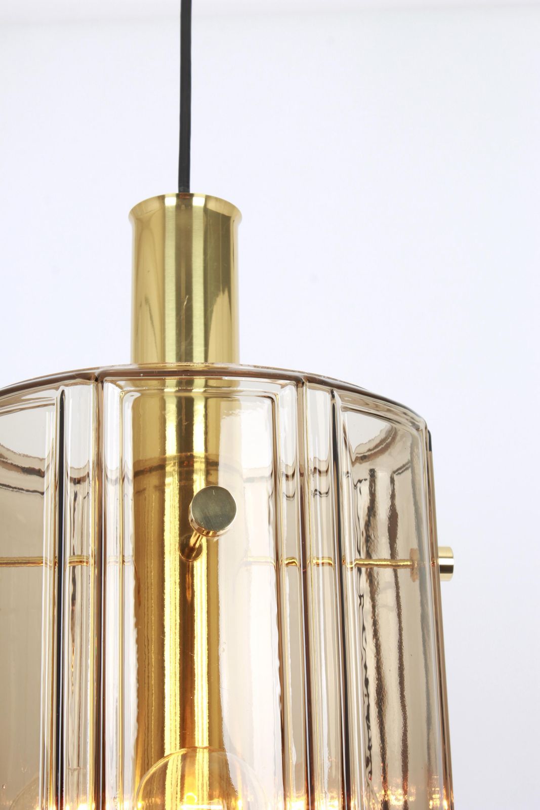 1 Of 3 Large Lantern Form Pendant Glass Shade By Limburg, Germany, 1960s photo vinterior