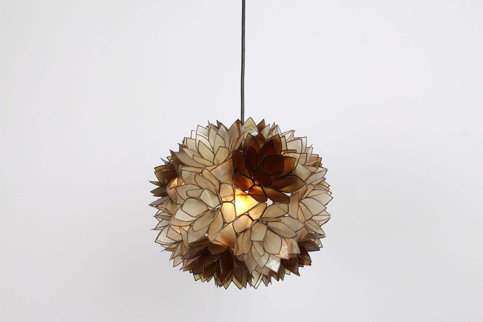 photo for sale 1 Of 6 Capiz Shell Lotus Ball Chandelier Pendant Light Germany, 1960s