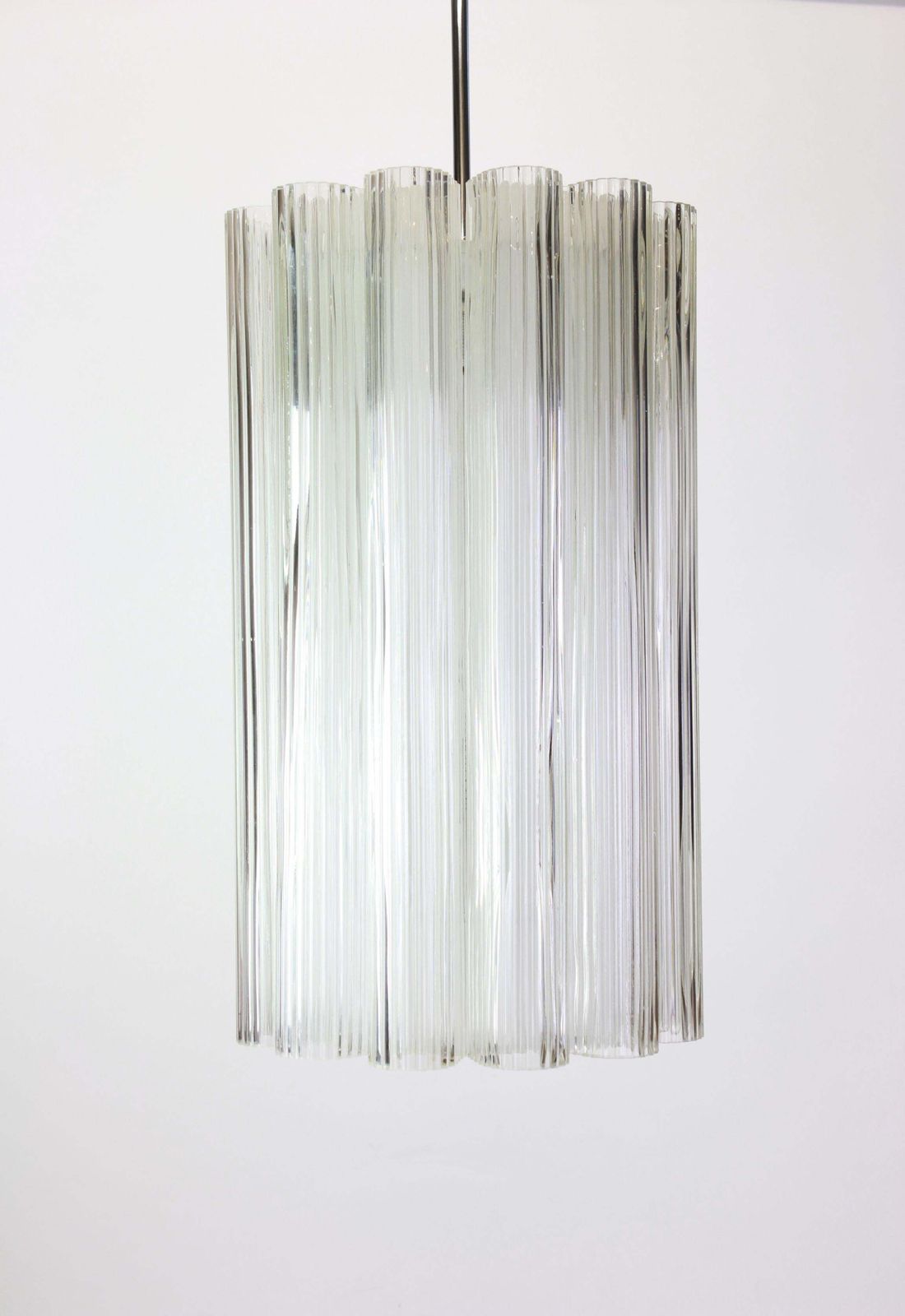 1 Of 2 Cylindrical Pendant Fixture With Crystal Glass By Doria, Germany, 1960s photo furniture