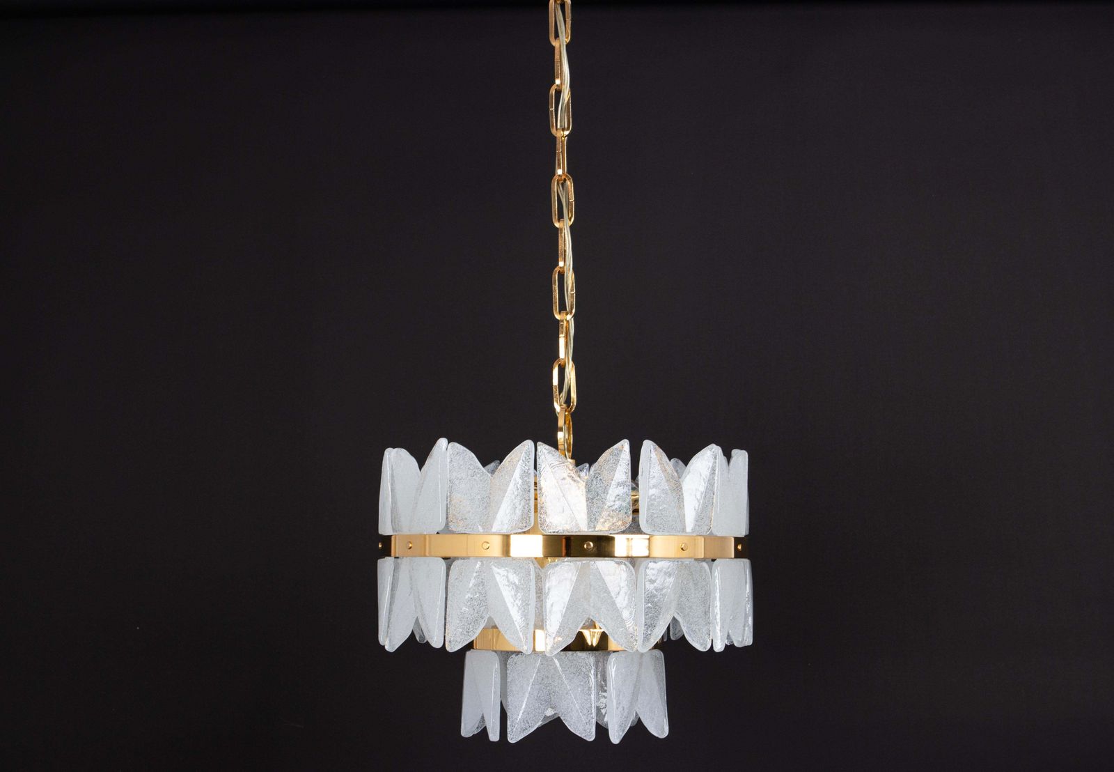 photo furniture Gilt Brass, Crystal Glass Light Chandelier Corina, Kalmar, Austria, 1970