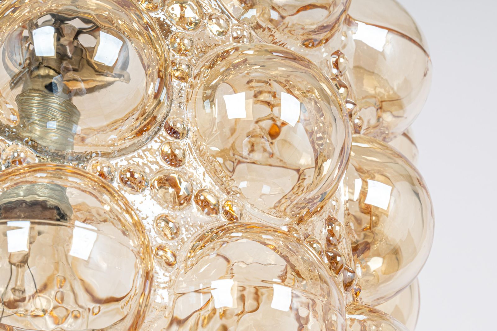 Large Amber Bubble Glass Pendant By Helena Tynell For Limburg, Germany, 1970s photo 1032.0
