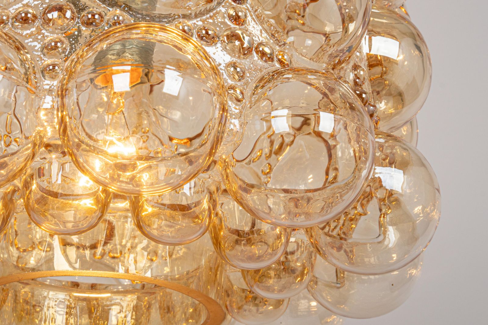 photo for sale Large Amber Bubble Glass Pendant By Helena Tynell For Limburg, Germany, 1970s