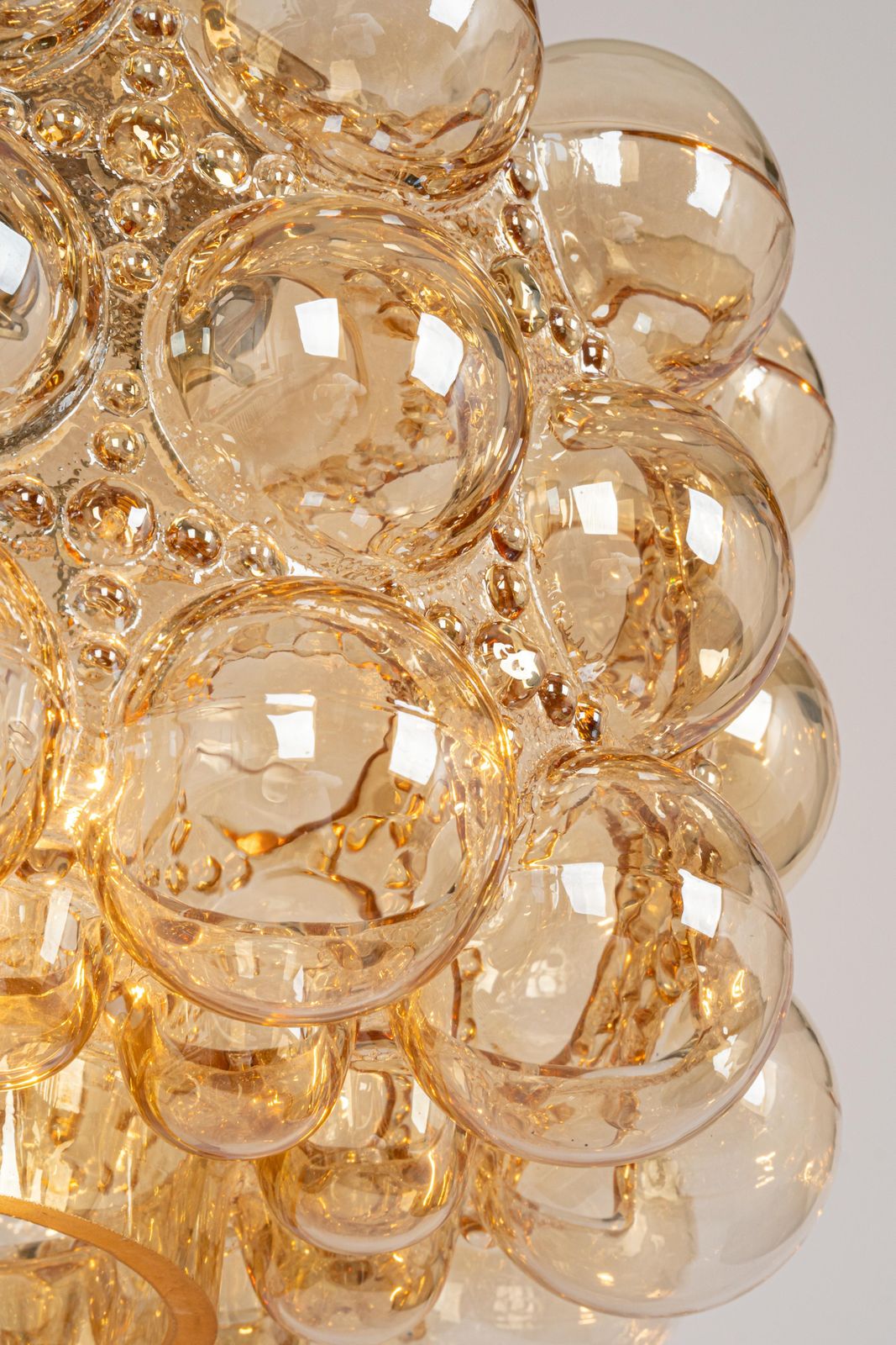 Lighting Large Amber Bubble Glass Pendant By Helena Tynell For Limburg, Germany, 1970s photo