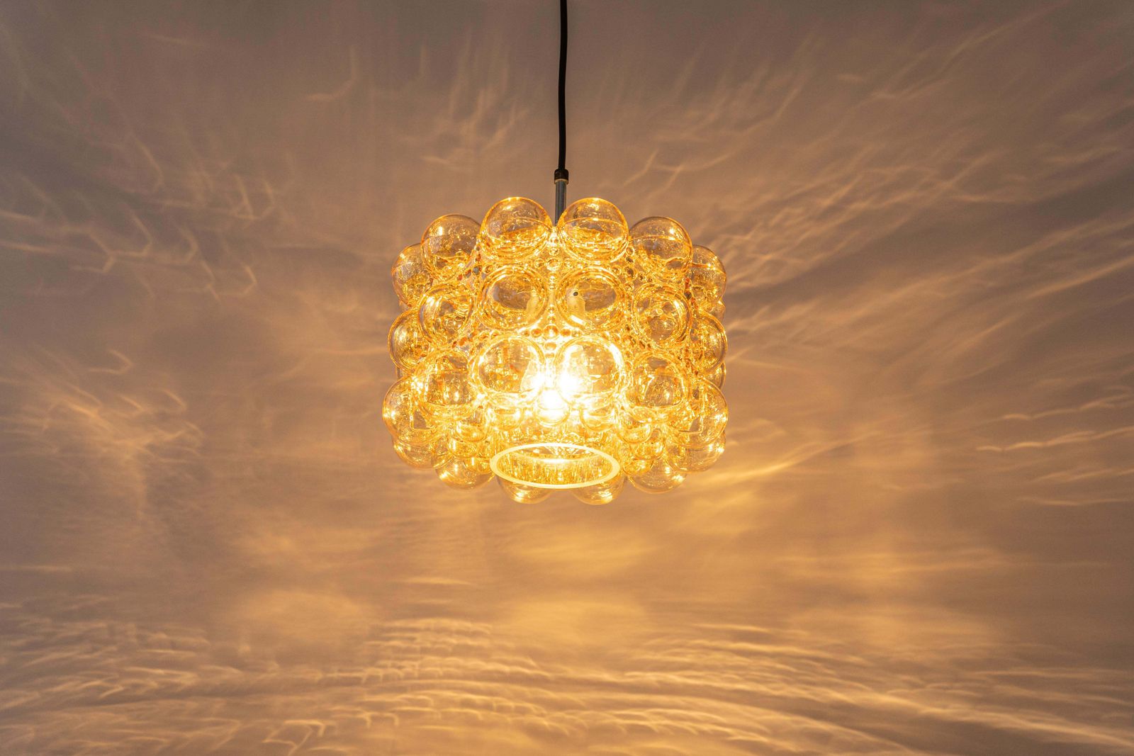 photo vinterior Large Amber Bubble Glass Pendant By Helena Tynell For Limburg, Germany, 1970s