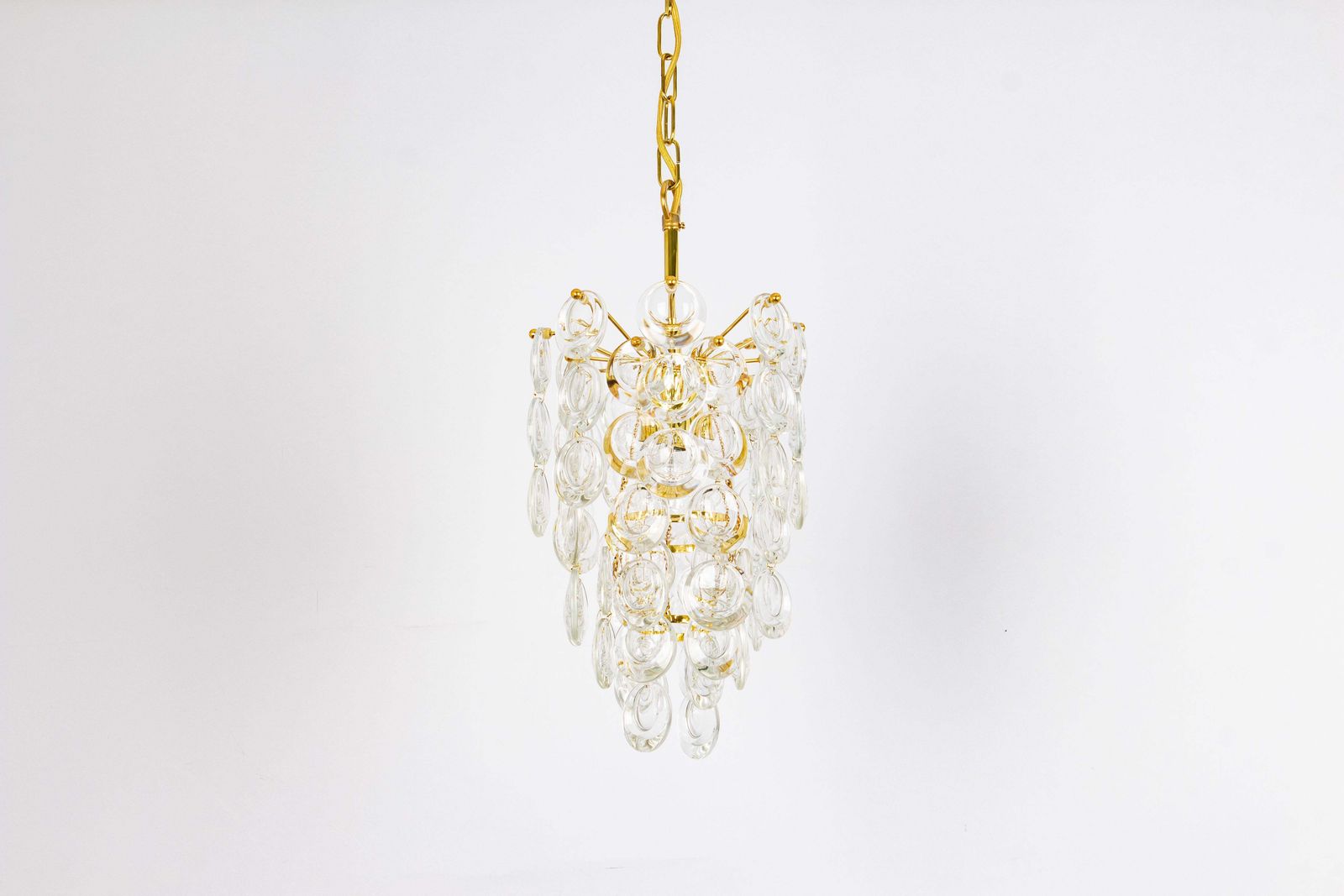 1 Of 3 Petite Gilded Brass Pendants, Sciolari Style, Palwa, Germany, 1970s photo furniture