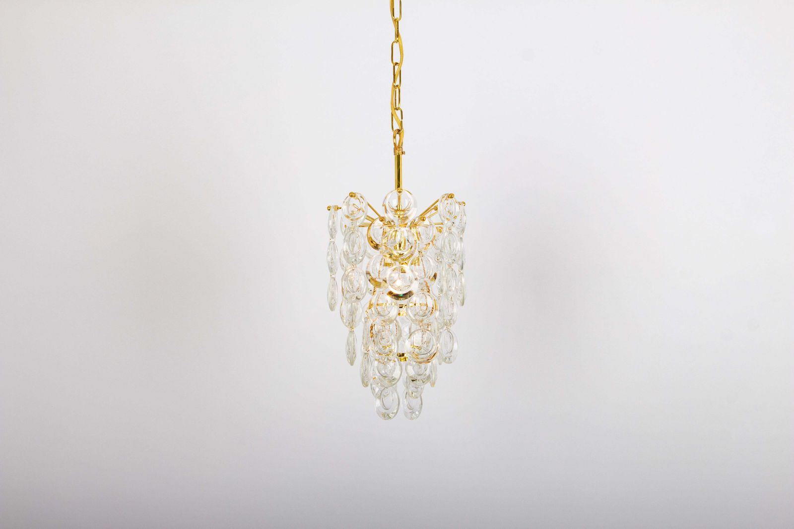 1 Of 3 Petite Gilded Brass Pendants, Sciolari Style, Palwa, Germany, 1970s photo buy