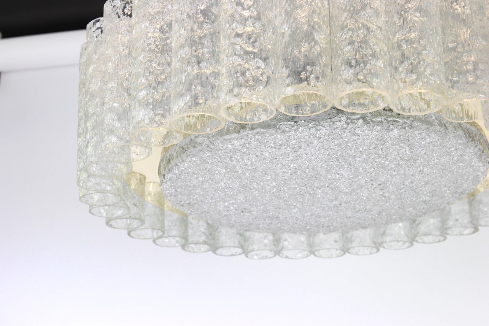 Doria Murano Glass Tubes Chandelier With Brass Surround, Germany, 1960s photo vinterior
