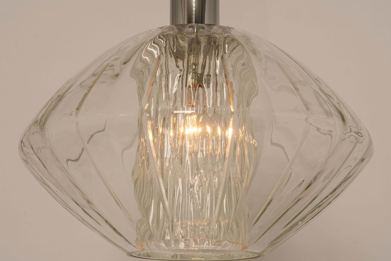 Large Glass Pendant Light In Tulipan Form By Cosack, Germany, 1970s photo buy
