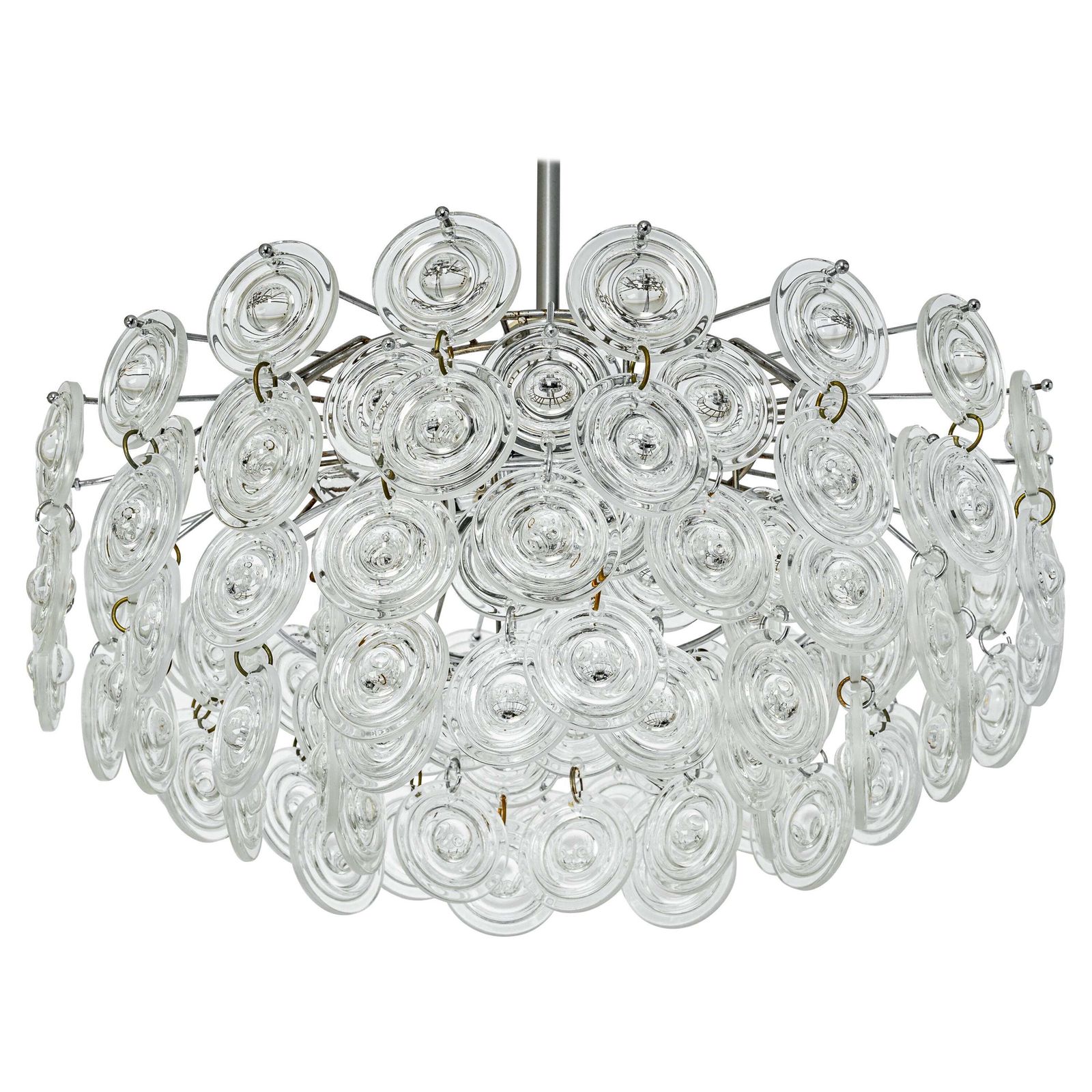 Petite Stunning Pendant, Chrome And Crystal Glass By Kinkeldey, Germany, 1970