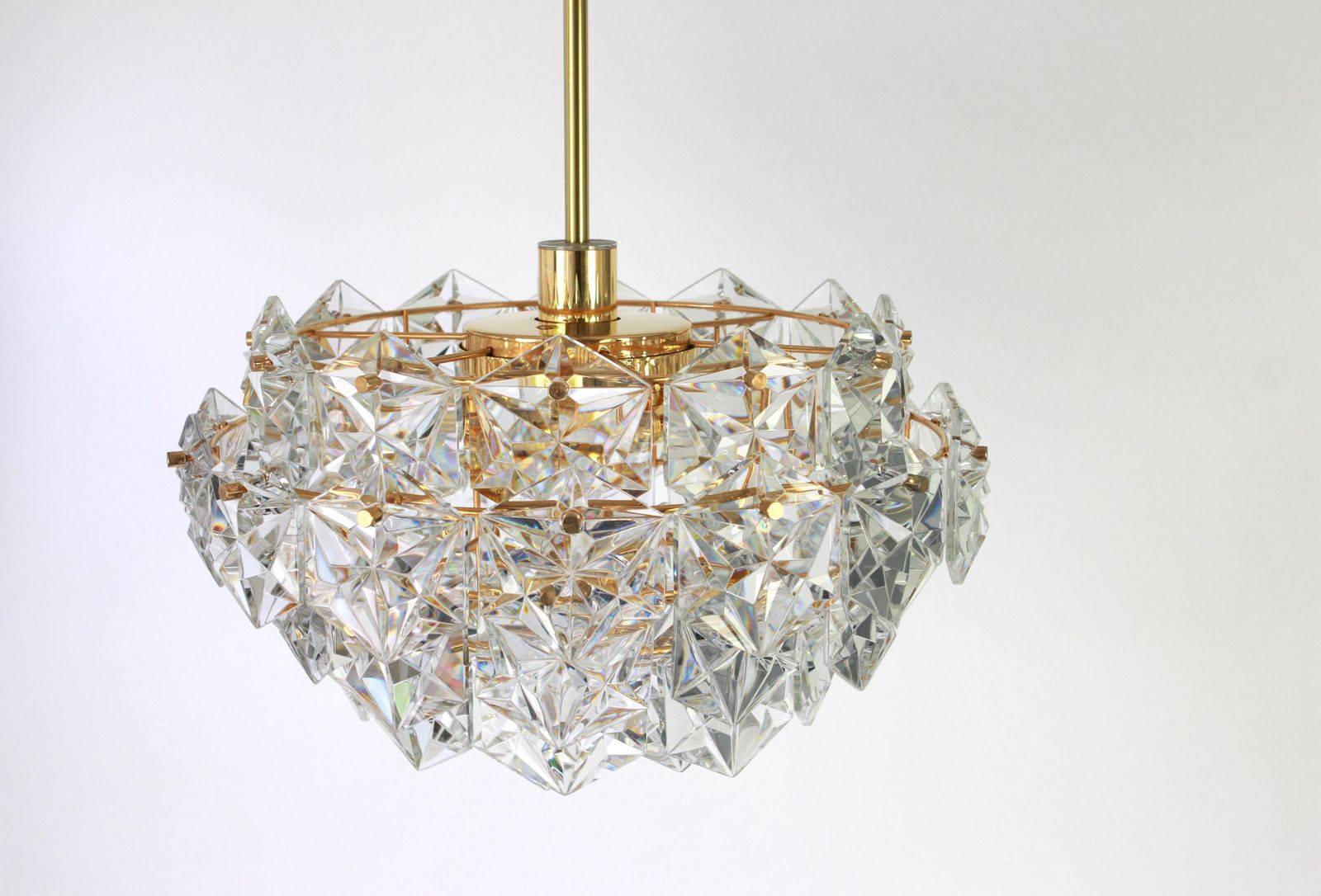 Gilt Brass And Crystal Glass Chandelier By Kinkeldey, Germany, 1970s photo vintage