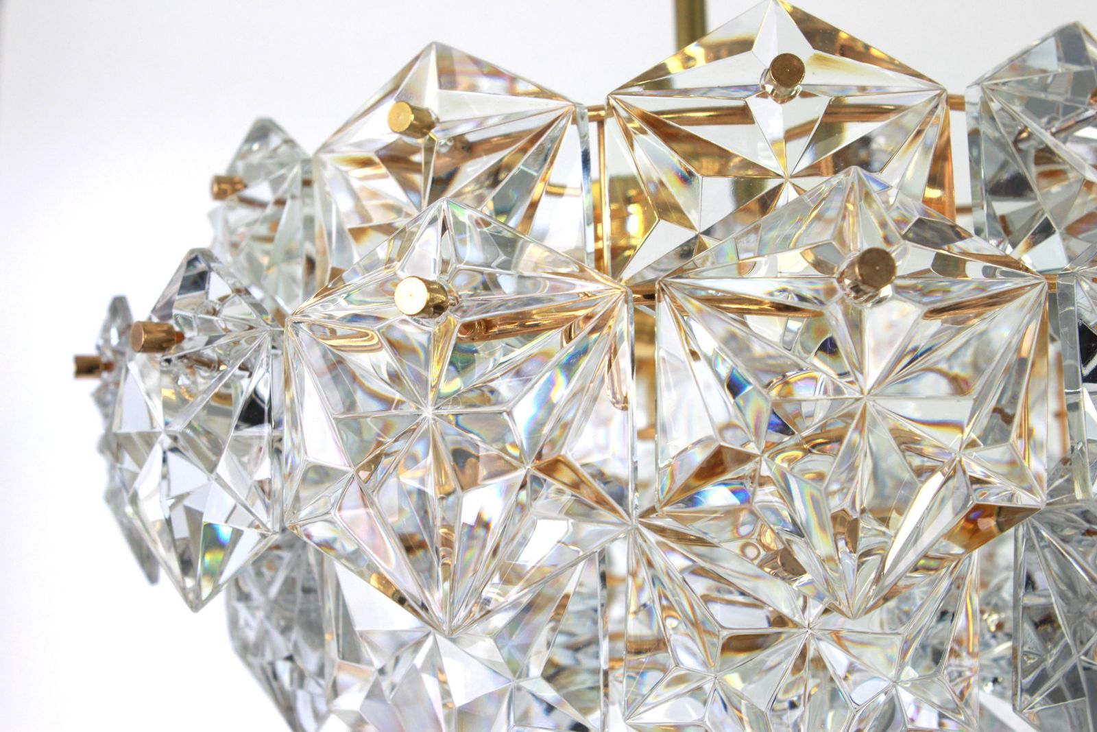 photo furniture Gilt Brass And Crystal Glass Chandelier By Kinkeldey, Germany, 1970s