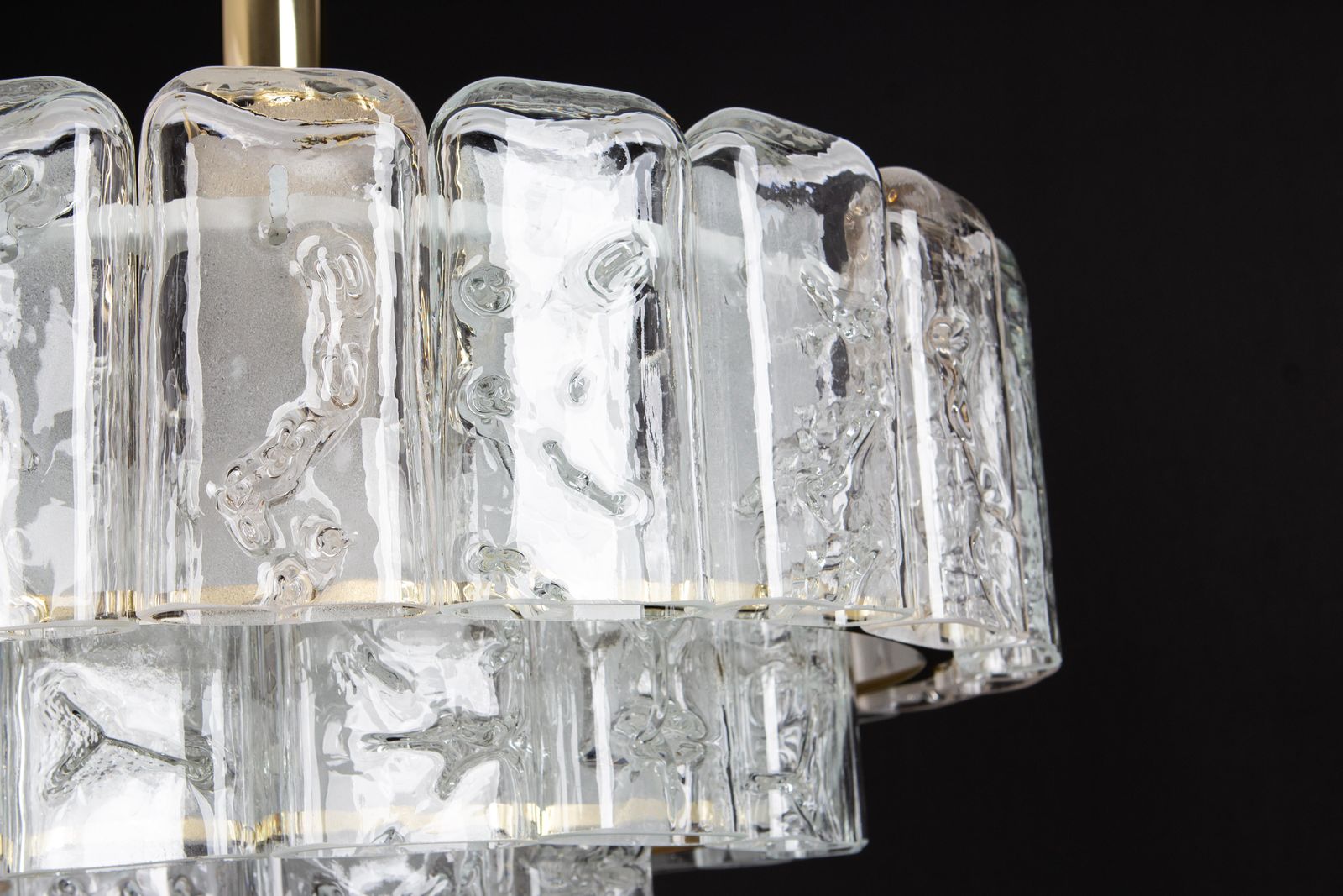 Lighting Stunning Murano Ice Glass Tubes Chandelier By Doria, Germany, 1960s photo