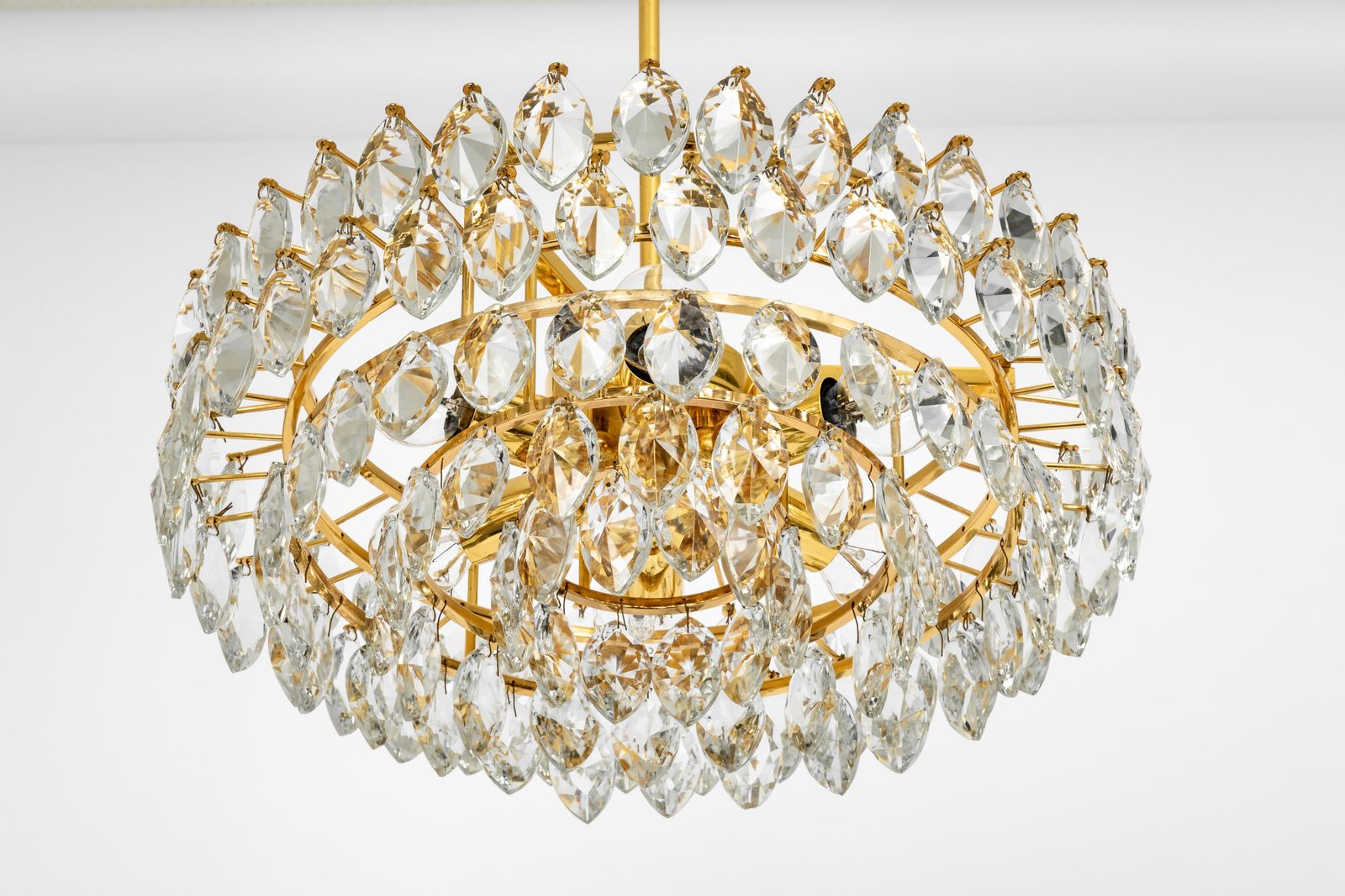 Bakalowits Chandelier Brass And Crystal Glass, Austria, 1960s photo for sale