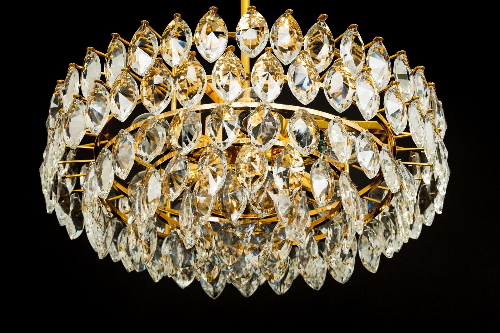 Lighting Bakalowits Chandelier Brass And Crystal Glass, Austria, 1960s photo