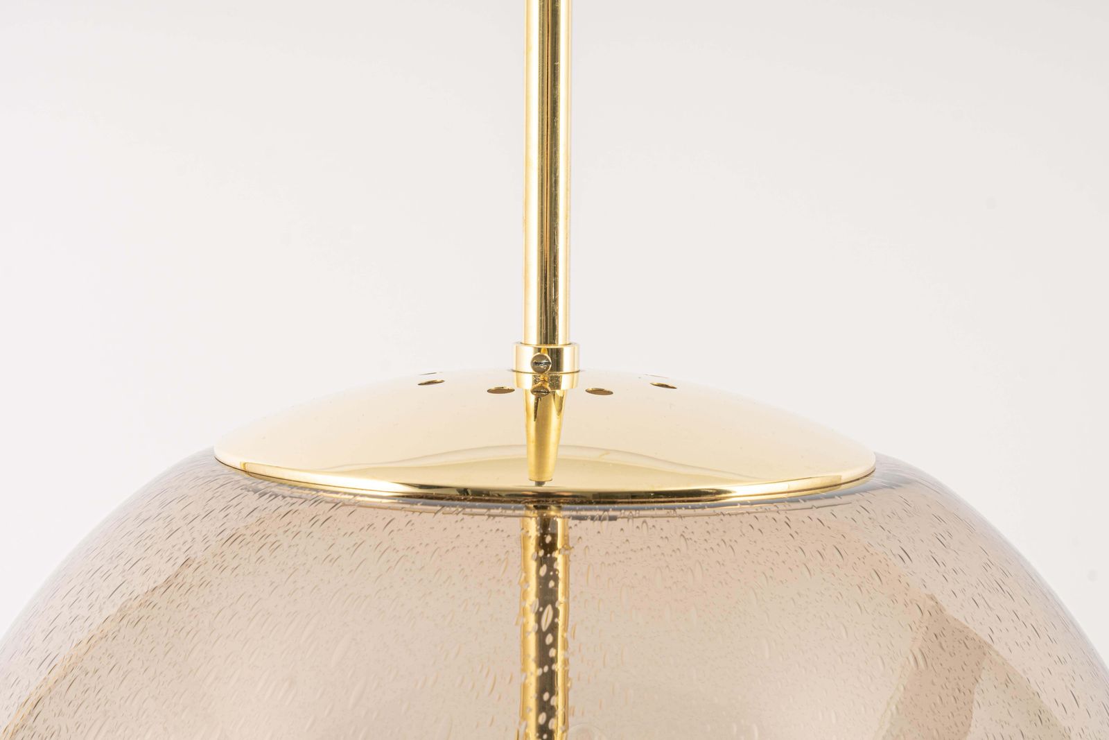 Large Limburg Brass With Smoked Glass Ball Pendant, Germany, 1970s photo furniture