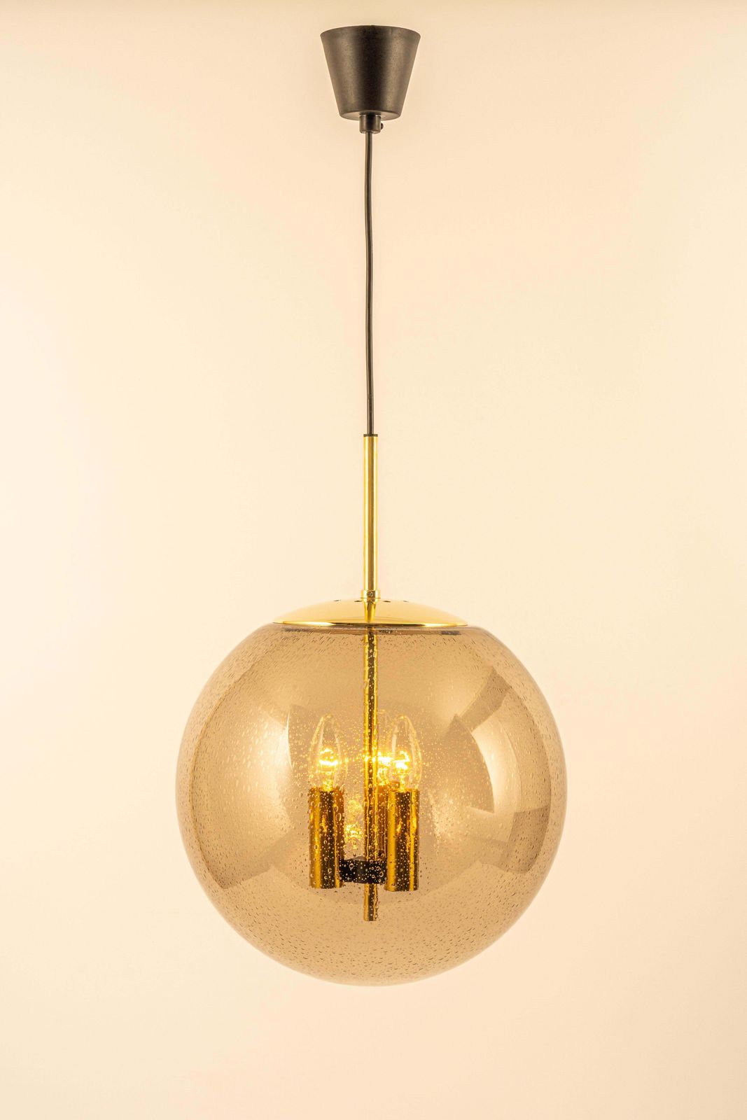Large Limburg Brass With Smoked Glass Ball Pendant, Germany, 1970s photo 1204.0