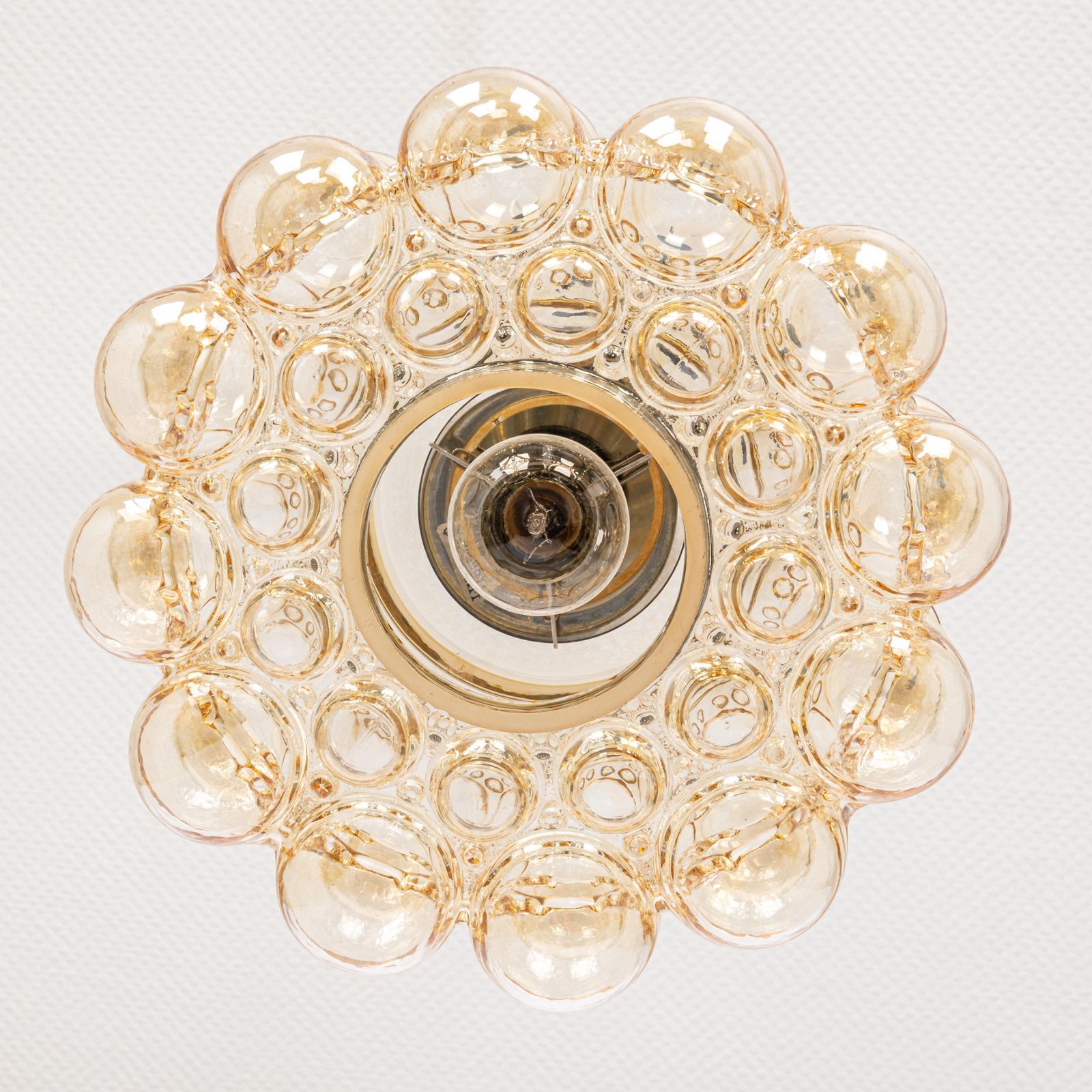 Large Amber Bubble Glass Pendant By Helena Tynell For Limburg, Germany, 1970s photo Lighting