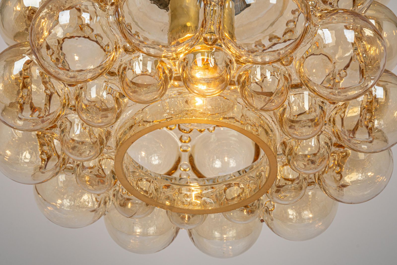 photo for sale Large Amber Bubble Glass Pendant By Helena Tynell For Limburg, Germany, 1970s