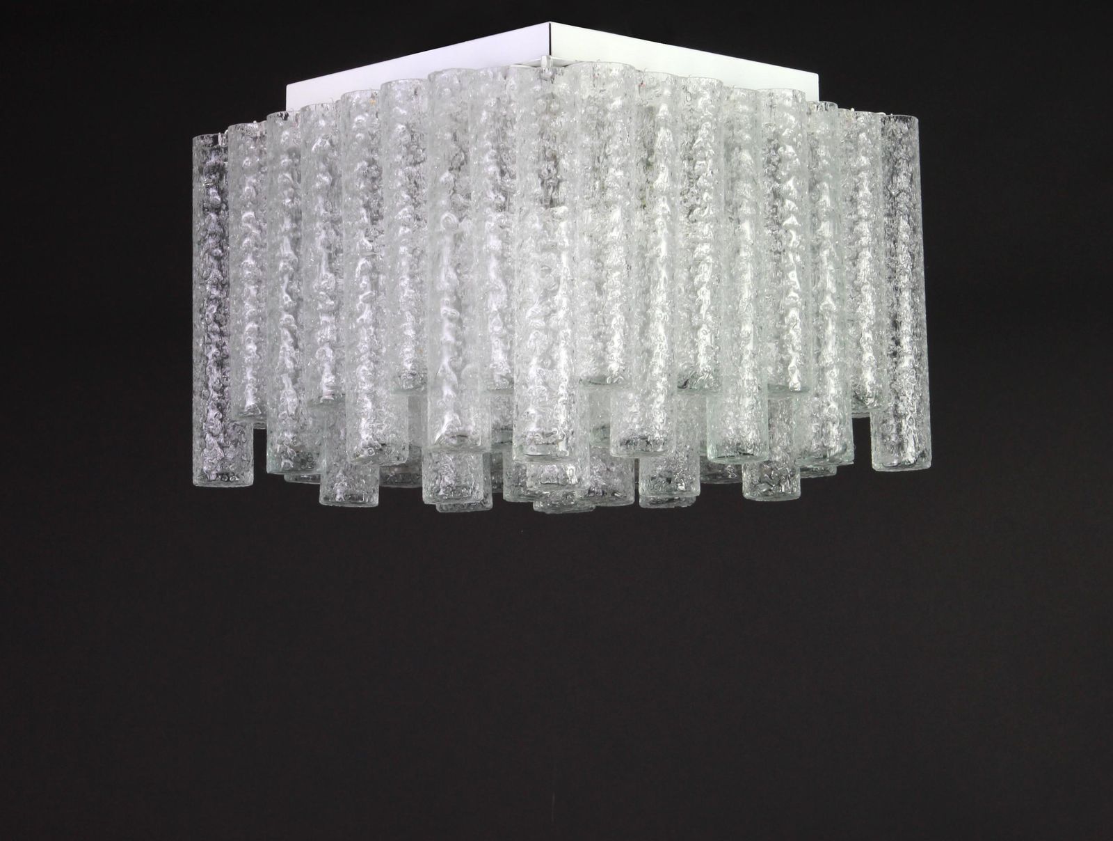 1 Of 6 Stunning Murano Ice Glass Tubes Flushmount By Doria, Germany, 1960s photo furniture