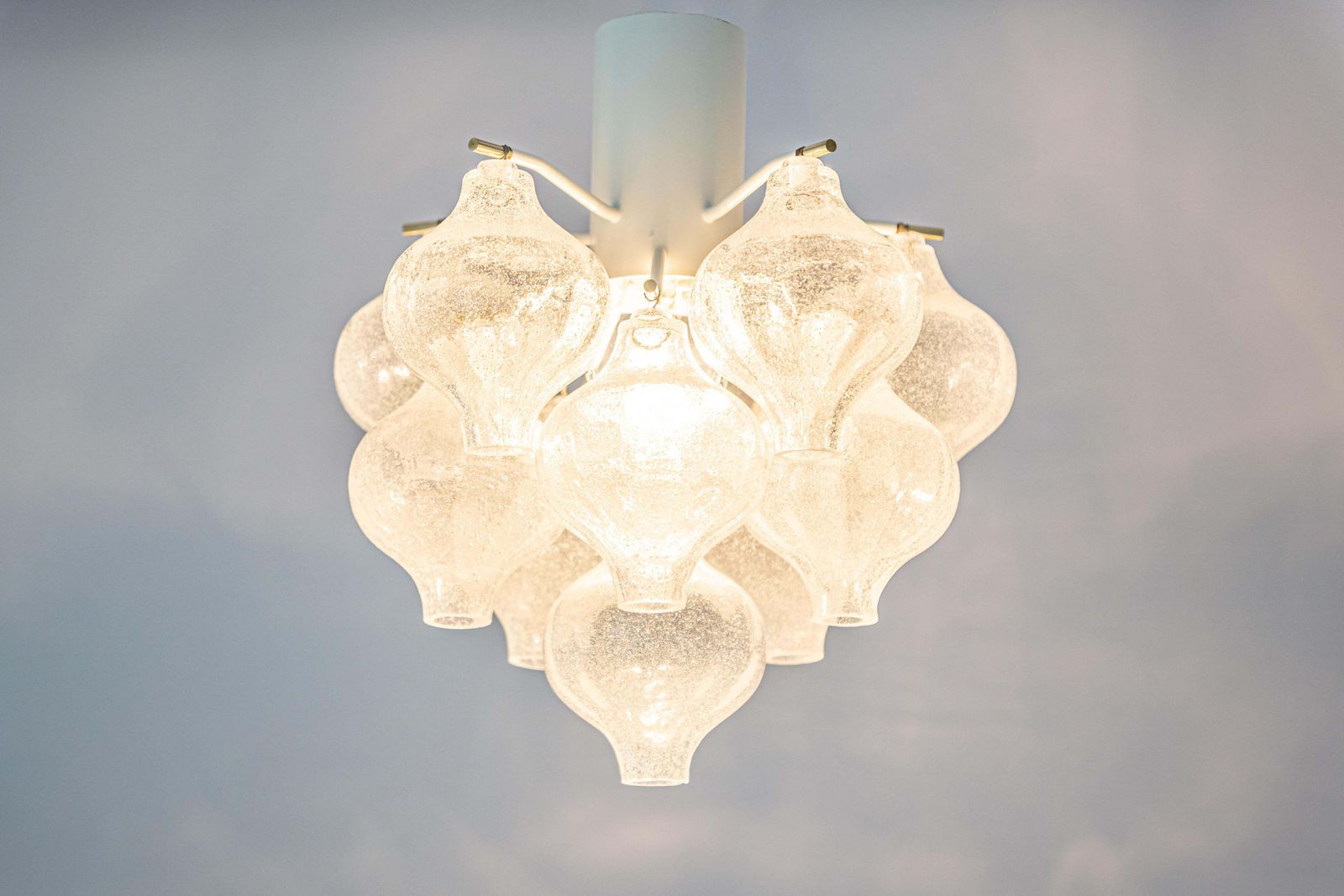 1 Of 2 Petite Tulipan Glass Flush Mount By Kalmar, Austria, 1960s photo Lighting