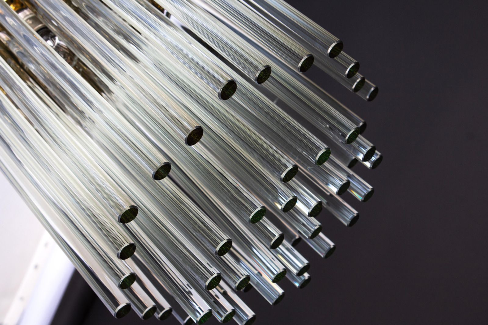 1 Of 3 Brass And Crystal Glass Rods Flush Mount Light By C.Palme, Germany, 1970s photo buy