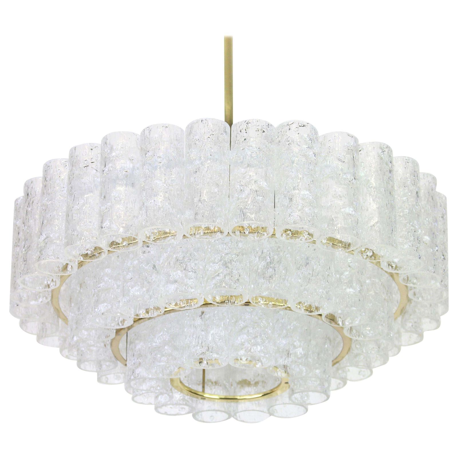 1 Of 2 Stunning Murano Ice Glass Tubes Chandelier By Doria, Germany, 1960s photo furniture