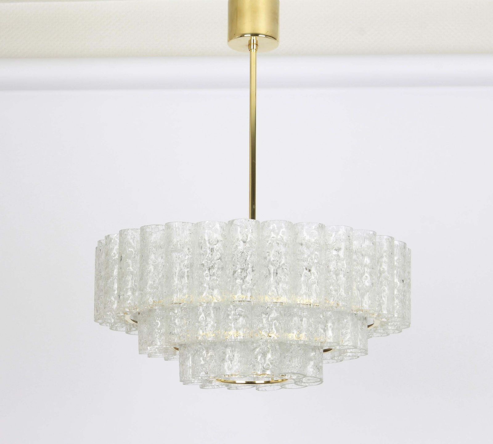 photo for sale 1 Of 2 Stunning Murano Ice Glass Tubes Chandelier By Doria, Germany, 1960s