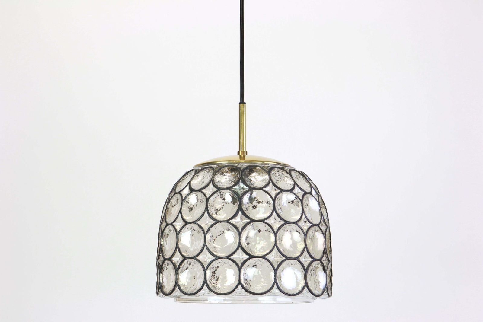1 Of 16 Iron And Clear Glass Pendant Lights By Limburg, Germany, 1960s photo vinterior