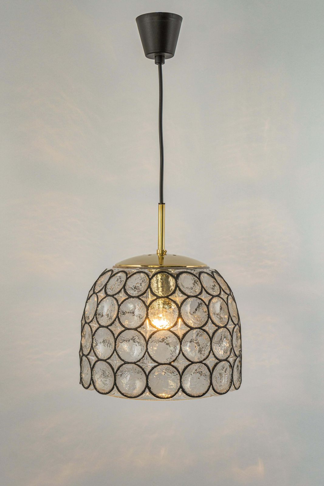 photo vintage 1 Of 16 Iron And Clear Glass Pendant Lights By Limburg, Germany, 1960s
