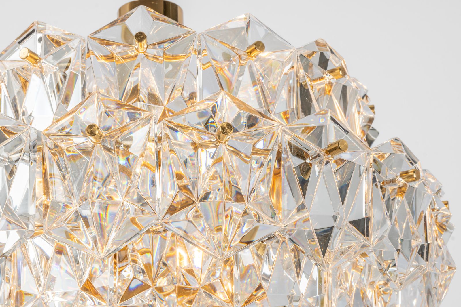 1 Of 3 Stunning Chandelier, Brass And Crystal Glass By Kinkeldey, Germany, 1970s photo Lighting