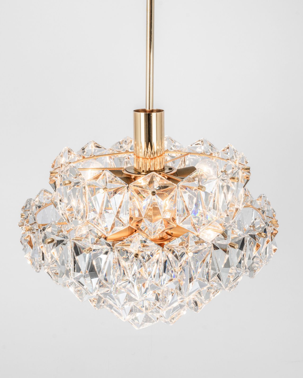 1 Of 3 Stunning Chandelier, Brass And Crystal Glass By Kinkeldey, Germany, 1970s photo 1376.0